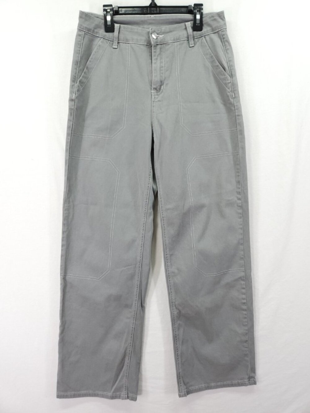 Dokotoo Utility Core Womens 8 29x28 Grey Wide Leg Pants Contrast Stitch
